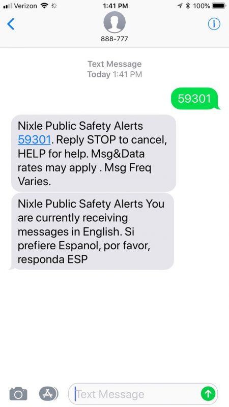 Alert System Text Notification sign up
